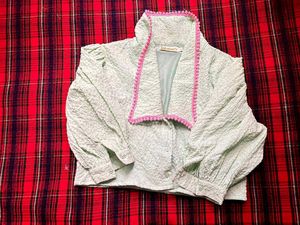 Light Green Textured Button-Up Blouse