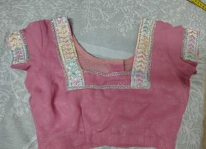 Pink Embroidered Saree with Blouse
