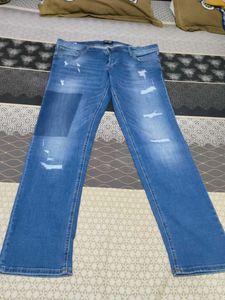 Stylish Distressed Blue Jeans