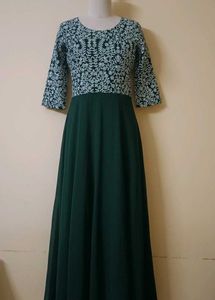 Green Embroidered Ethnic Gown