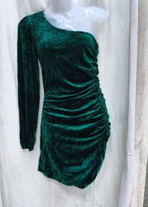 151812. Emerald Green One-Shoulder Ruched dress