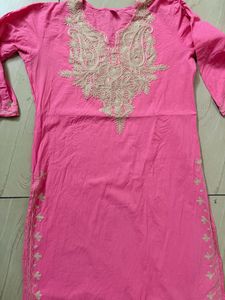 Embroidered Pink Kurta Top
