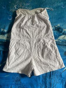 White Eyelet Strapless Romper