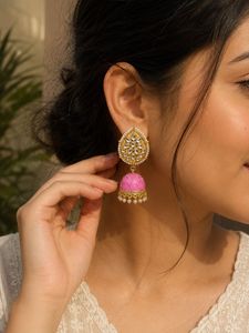 Beautiful Pink Jhumka Earrings