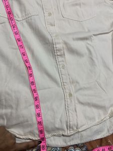 Cream Long Sleeve Button-Up Shirt L size
