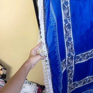 Elegant White &amp; Blue Kurta Set