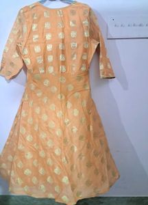 Peach Kurta with Gold Print