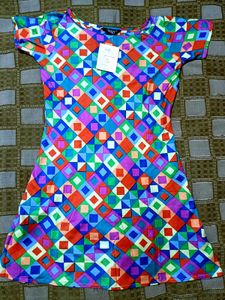 Vibrant Geometric Print A-Line Dress