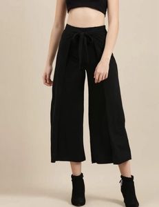 Chic Black Wide Leg Pants with Belt