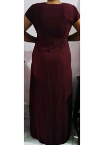 Maroon night Gown with two pockets