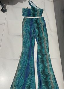 Boho Print One Shoulder Top & Bell Bottoms