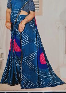 Vibrant Red Bandhani Saree