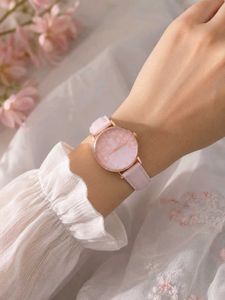 Chic Pink Floral Dial Watch