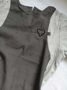 Chic Two-Tone Dress with Heart Detail