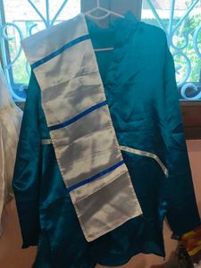 Teal Kurta With Scarf Set