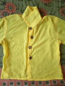 Yellow Top And Skirt With Belt