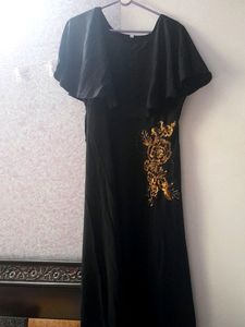 Black GOWN With GOLDEN DESIGN
