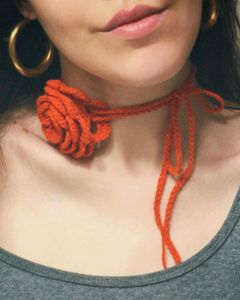 Handmade Crochet Rose Choker