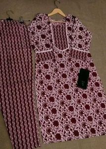Maroon Floral Print Kurta Set