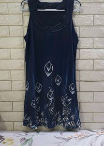 Zero Peacock Print Sleeveless Tunic Dress