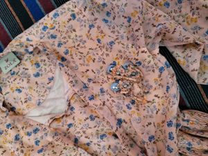 Chic Pink Floral Bell Sleeve Dress