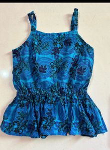 Vibrant Blue Floral Peplum Top