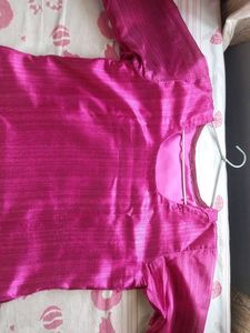 Stylish Pink Kurta with Folk Art Border