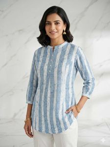 Blue Striped Cotton Kurta