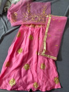 Pink Embroidered Lehenga Choli Material
