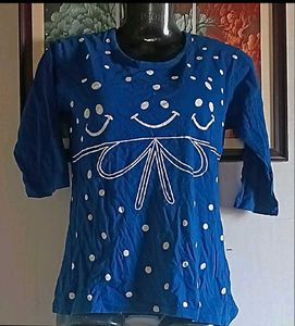Cute Blue Polka Dot Smiley T-Shirt