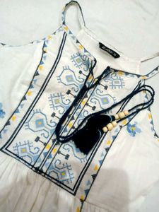 Boho Embroidered White Gown