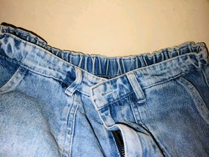 Cargo Wide Leg Denim Jeans | Waist 30-32 Fit | Hig