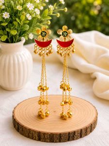 Boho Ethnic Gold Plated Chand Bali Earrings