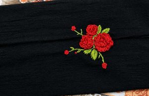 Elegant Black red  Embroidered abaya