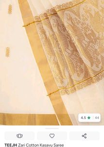 Cotton Kasavu kerala style Saree