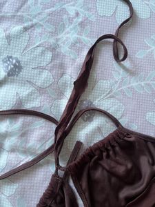 Brown Halter Neck Bikini Top