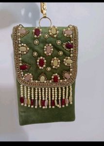 Embellished Velvet Clutch Bag