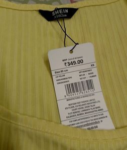 Shein Full Sleeve square neck yellow top