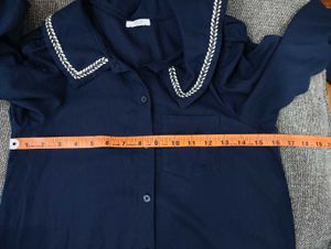 Balabala Chic Navy Blue Peter Pan Collar Dress