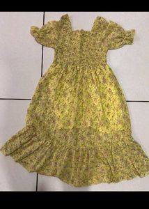 Charming Yellow Floral Midi Dress