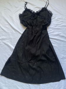 Sheer Black Lace Trim Nightgown