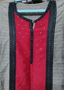 Elegant Red &amp; Grey Kurta