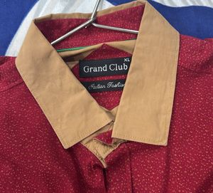 Stylish Red Dotted Button-Up Shirt