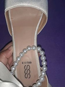 Tie Back Faux Pearl Point Toe Stiletto Pump