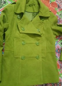 Woolen Ledies Coat in Mehendi Green Colour