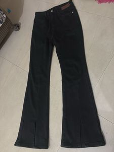 Black Flared Jeans with Slits