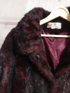 Burgundy Faux Fur Coat