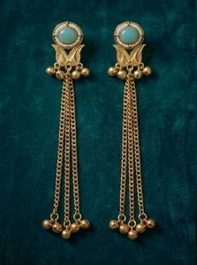 Dhwani Dangle Earrings with Blue Stone