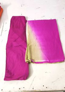 Gold Magenta Anarkali Silk Suit w/ pajami &amp; dupata