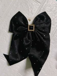 Sparkling Black Bow Hair Clip